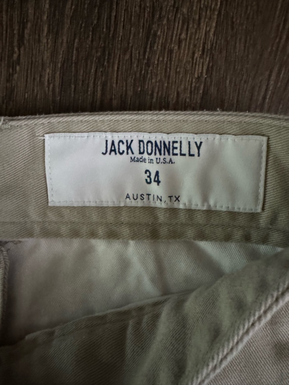 Jack Donnelly Mens Khaki Pant Sz 34 Made in USA Preppy Casual Office Church - Picture 2 of 9